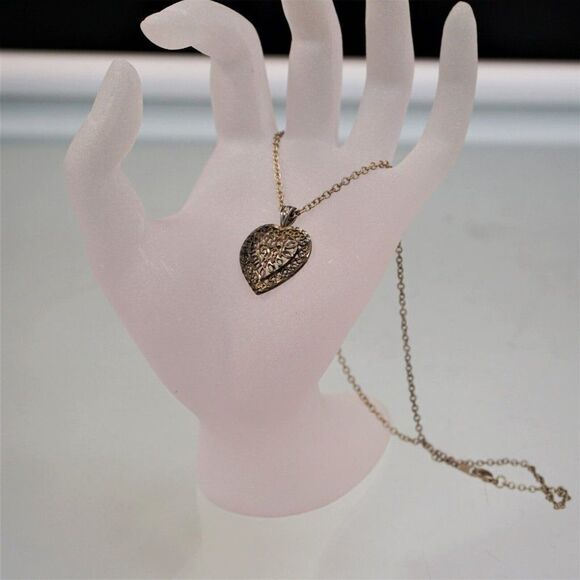 Heart Necklace Silver Color Pendant With Chain Love Friendship - Picture 2 of 6